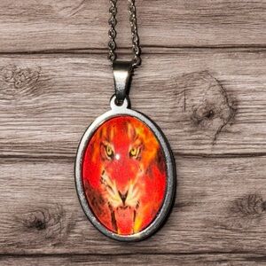 Fiery Red Tiger Pendant Necklace